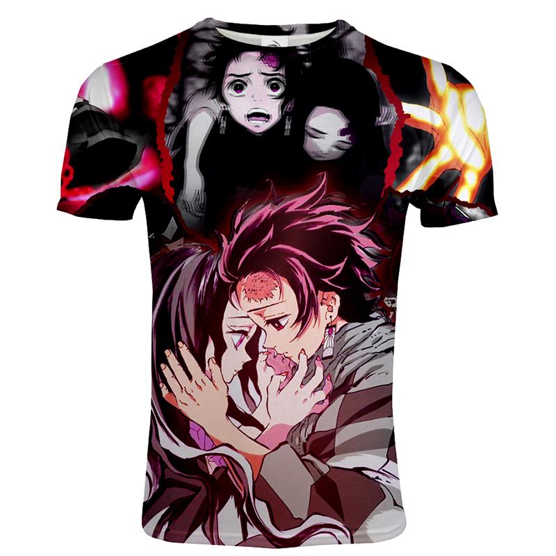 ETST 07 Trendy Anime T-shirt Mannen/Vrouwen Demon Slayer Kimetsu Geen Yaiba 3D Gedrukt T-shirt Casual Tees L