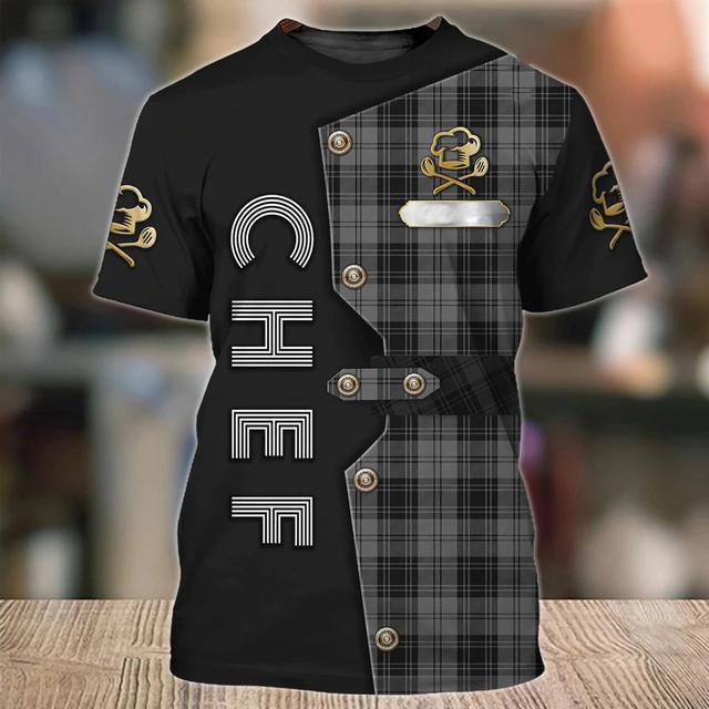 Xin nan zhuang Heren T-shirt Chef Breed Oversized Tops Punk 3D Print T-shirt Mannelijk Casual Mode Zomer Ronde Hals Korte Mouw Dagelijks L