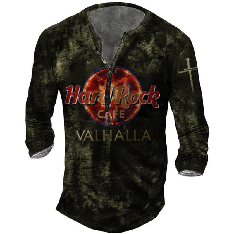 TIP723 Vintage Imitatie Katoen Hard Rock T-shirt 3d Biker Lange Mouw T-shirt Oversized Motorfiets Tops T-shirt Man Punk streetwear 3XL