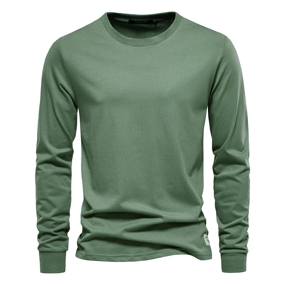 AIOPESON Men Fashion AIOPESON Effen Kleur Katoenen T-shirt Mannen Casual O-hals Lange Mouwen Heren T-shirts Nieuwe Herfst Hoge Kwaliteit Kleurrijke T-shirt voor Mannen 3XL 100-110 kg