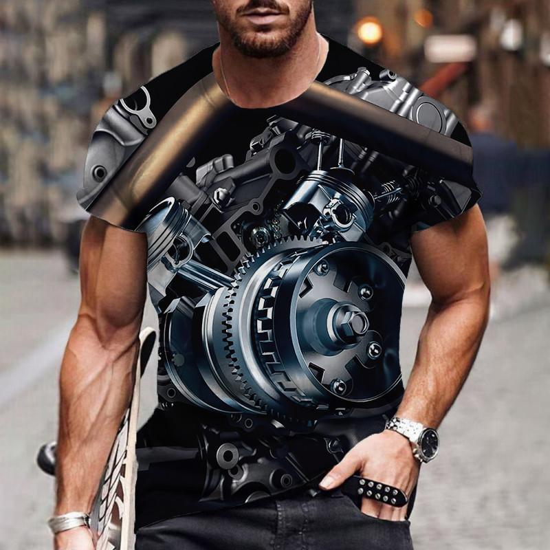 TIP723 Auto Motor Ontwerp 3D Print Heren T-shirts Zomer Polyester O-hals Korte Mouw Plus Size Casual Hip Hop Harajuku Losse tops 6XL S