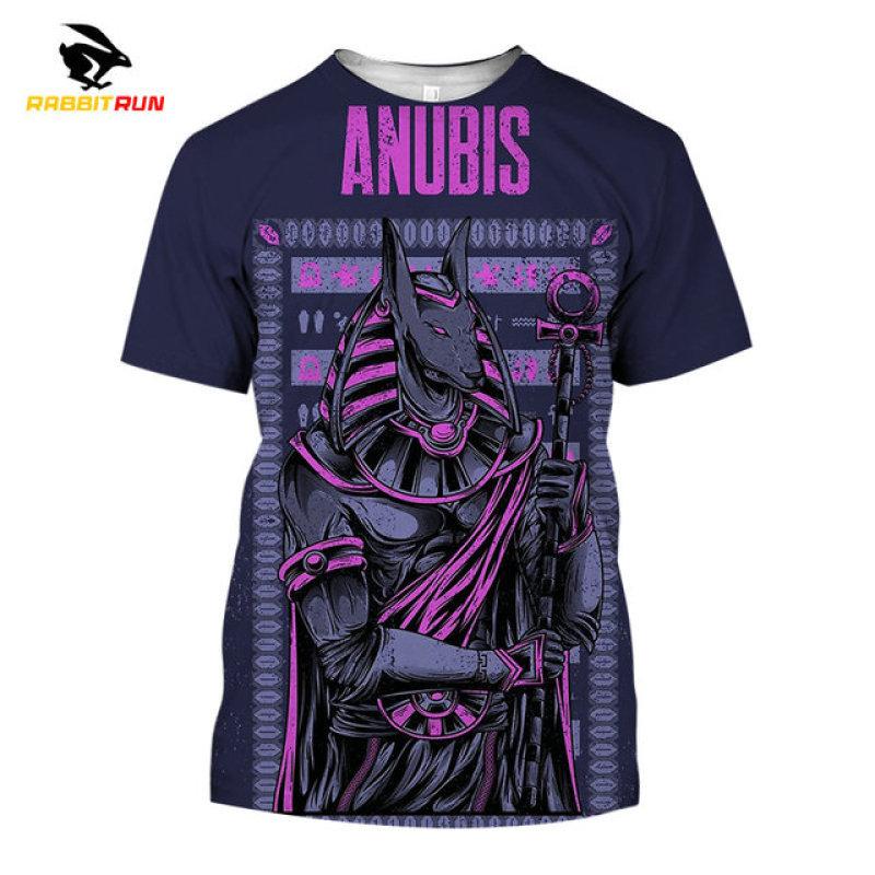 ETST 03 2023 Zomermode Oude Horus Egyptische God Anubis 3D Print T-shirt O Hals Streetwear Casual Cartoon Anime Korte Mouw Tee 2XL