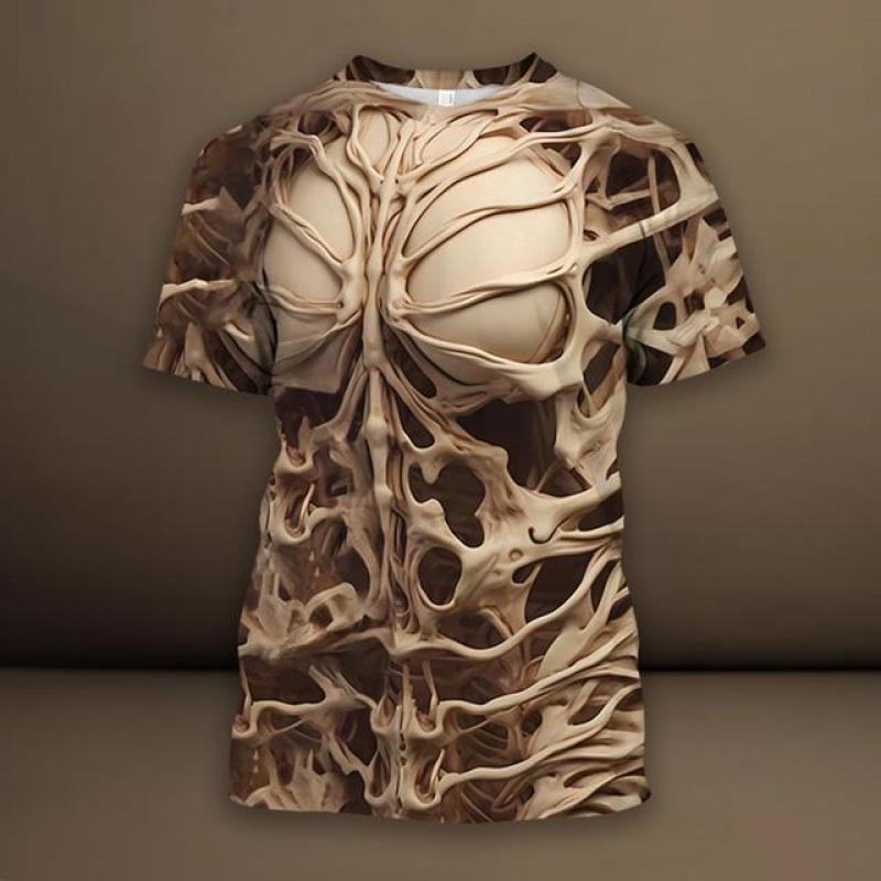 ETST 03 Mode 3D Spider bedrukt T-shirt voor mannen Grappig schedelpatroon Oversized T-shirts Zomer Casual O-hals Korte mouw Trui Tops M