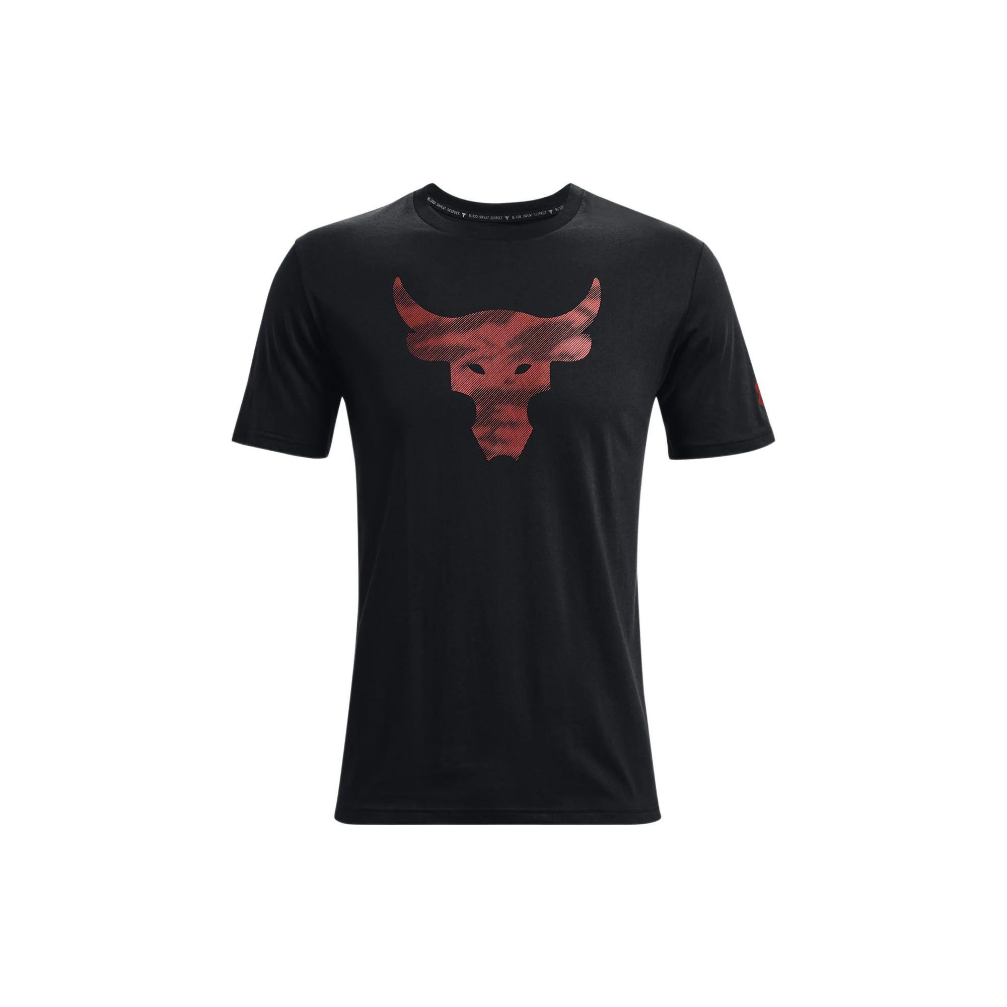 Under Armour Project Rock Brahma Bull Print Korte Mouw T-shirt Heren Tops Zwart 1371214-001 M