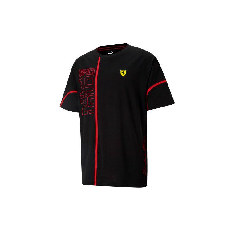 Puma Ferrari Racing Series Digitaal Print Casual Sport Crew Neck T-shirt Heren Tops Zwart 599809-01 XS