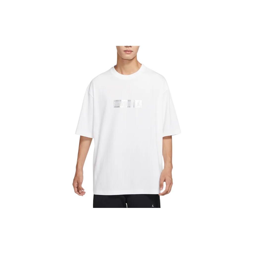 Jordan Solid Color Crew Neck Merk Logo Print Korte Mouw T-shirt Heren Tops Wit DX4251-100 XXL