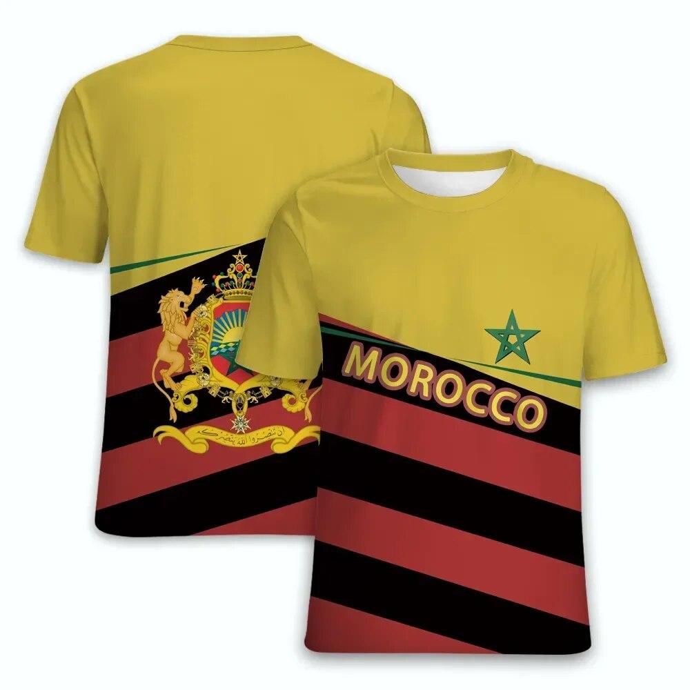Xin nan zhuang Marokko Nationaal embleem Vlag Print Zomer heren O-hals T-shirt Casual Oversized T-shirts met korte mouwen Modetrend Herenkleding 6XL