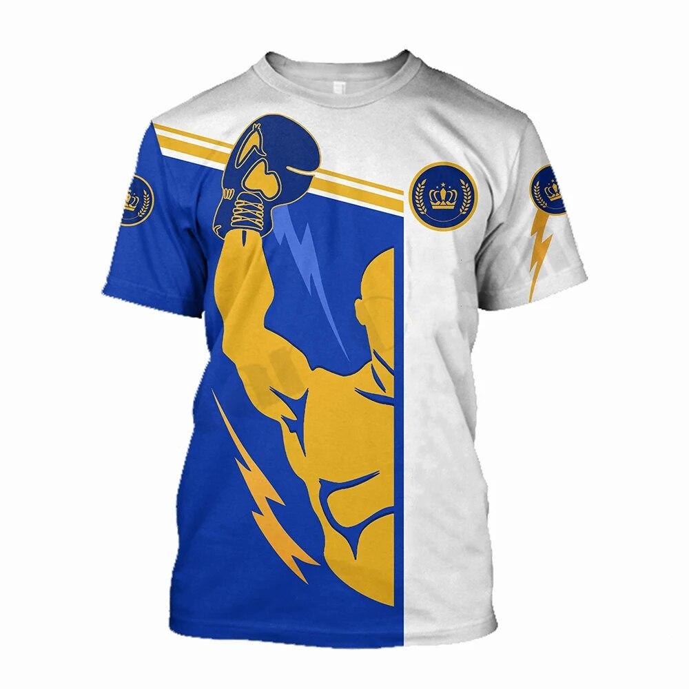 Xin nan zhuang Boks Sweatshirt Heren T-shirt 3D Print Sport Korte Mouw T-shirts Zomer O Hals Losse Kleding Oversized Mode Streetwear Tops M
