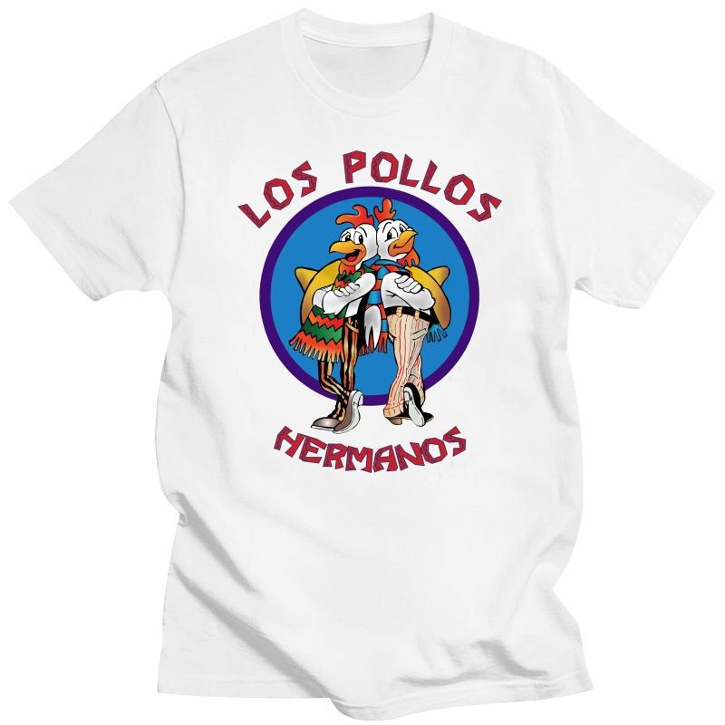 Limindong Nieuw heren T-shirt van hoge kwaliteit Breaking Bad LOS POLLOS Chicken Brothers bedrukt casual grappig T-shirt voor heren M wit