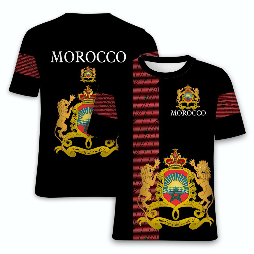 ETST WENDY 05 Marokko Nationaal embleem Vlag Print Zomer heren O-hals T-shirt Casual Oversized T-shirts met korte mouwen Modetrend Herenkleding 2XL