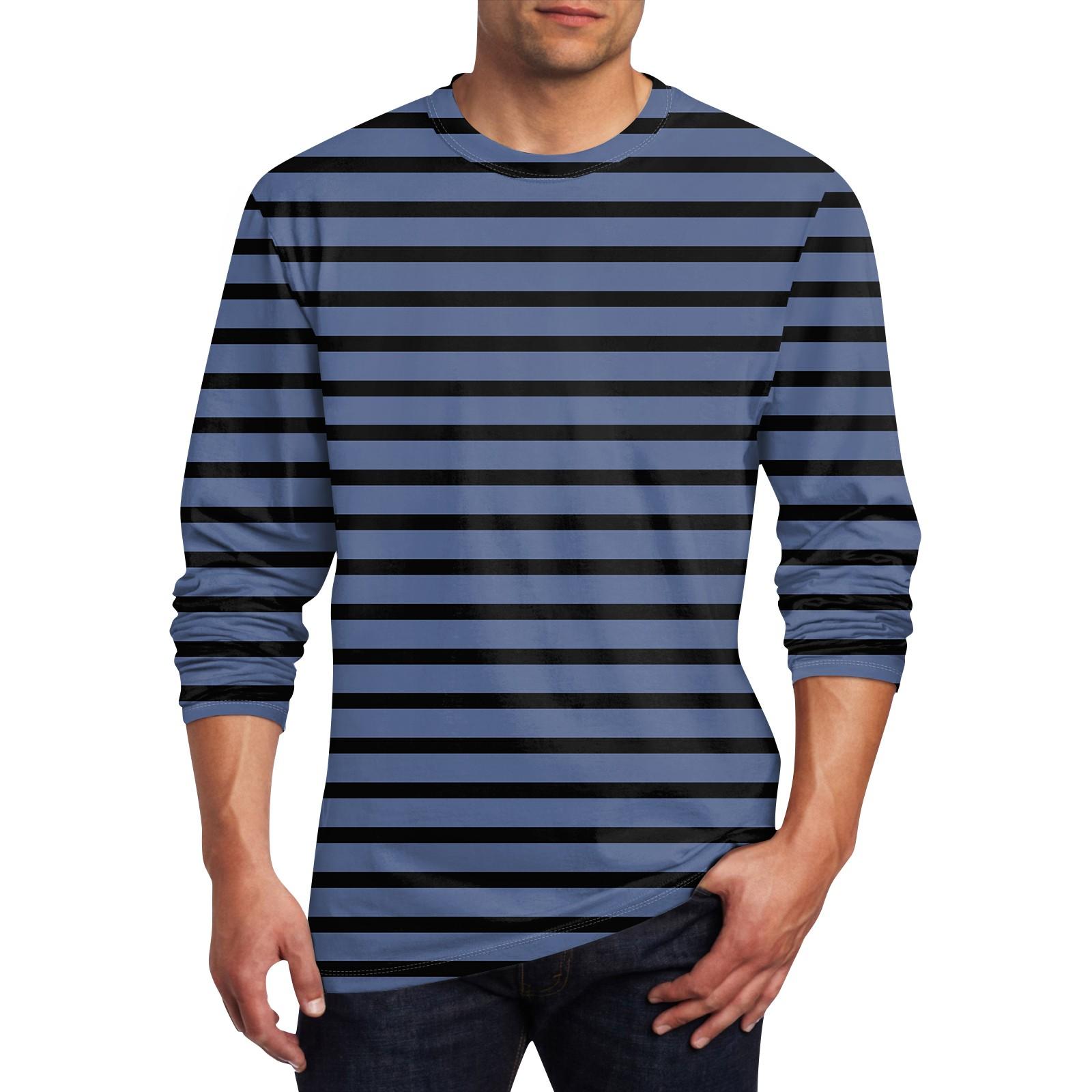 ElongPaoXiao Heren T-shirt O-hals Kleding Kleding Buiten Lange Mouw Print Modeontwerper Vintage XXL Vloot