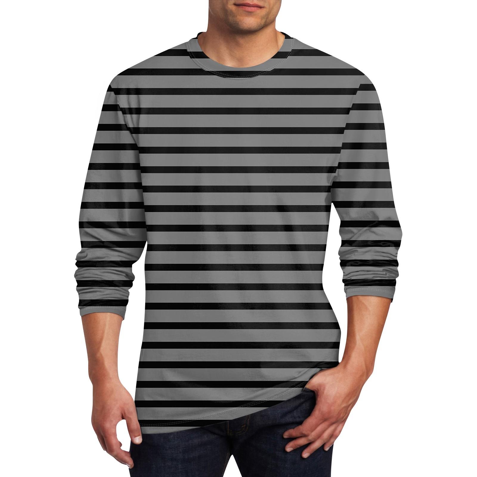 ElongPaoXiao Heren T-shirt O-hals Kleding Kleding Buiten Lange Mouw Print Modeontwerper Vintage M zwart
