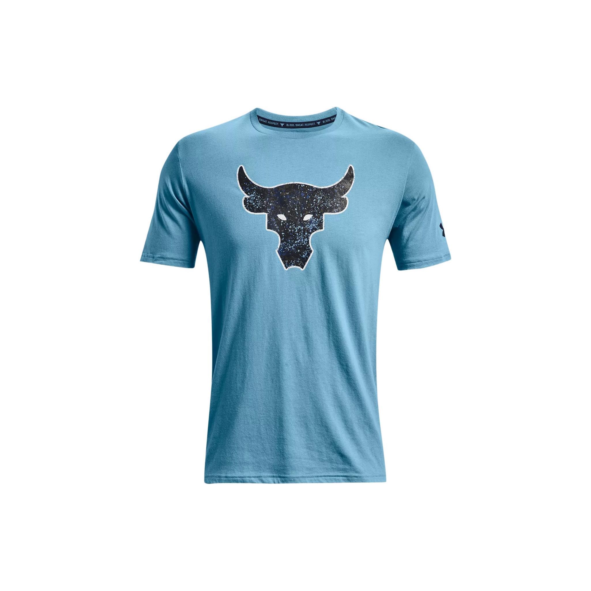 Under Armour Project Rock Vintage Print Crew Neck T-shirt Heren Tops Blauw 1371214-416 S