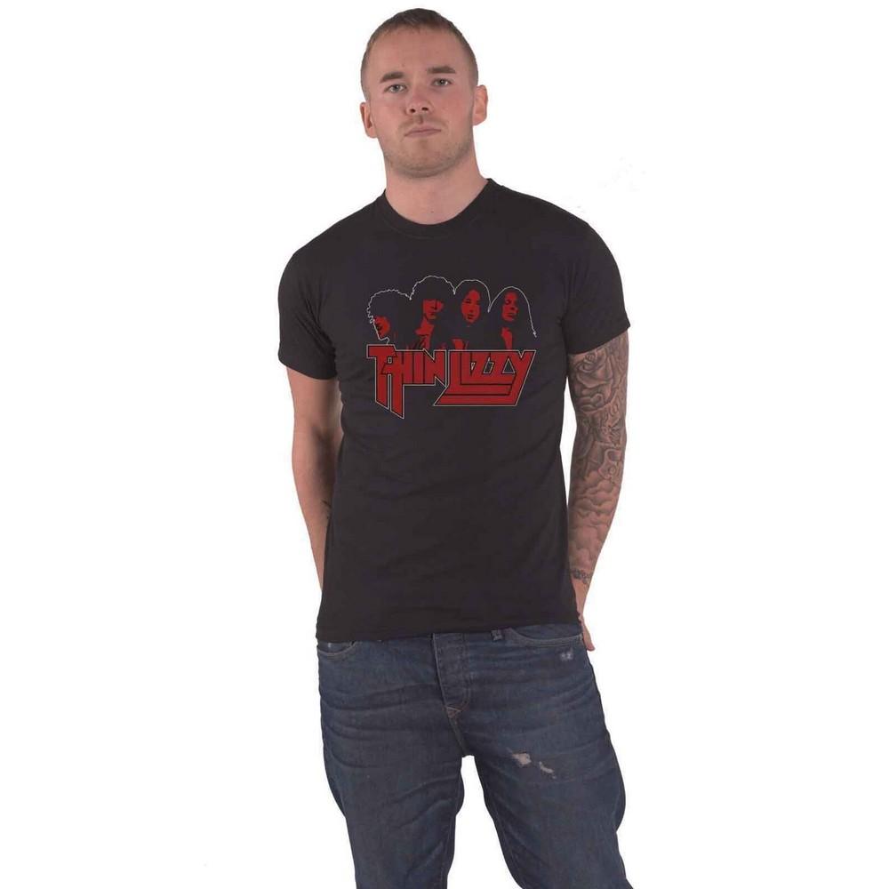Thin Lizzy Dun Lizzy Unisex volwassen band katoenen logo T-shirt S zwart