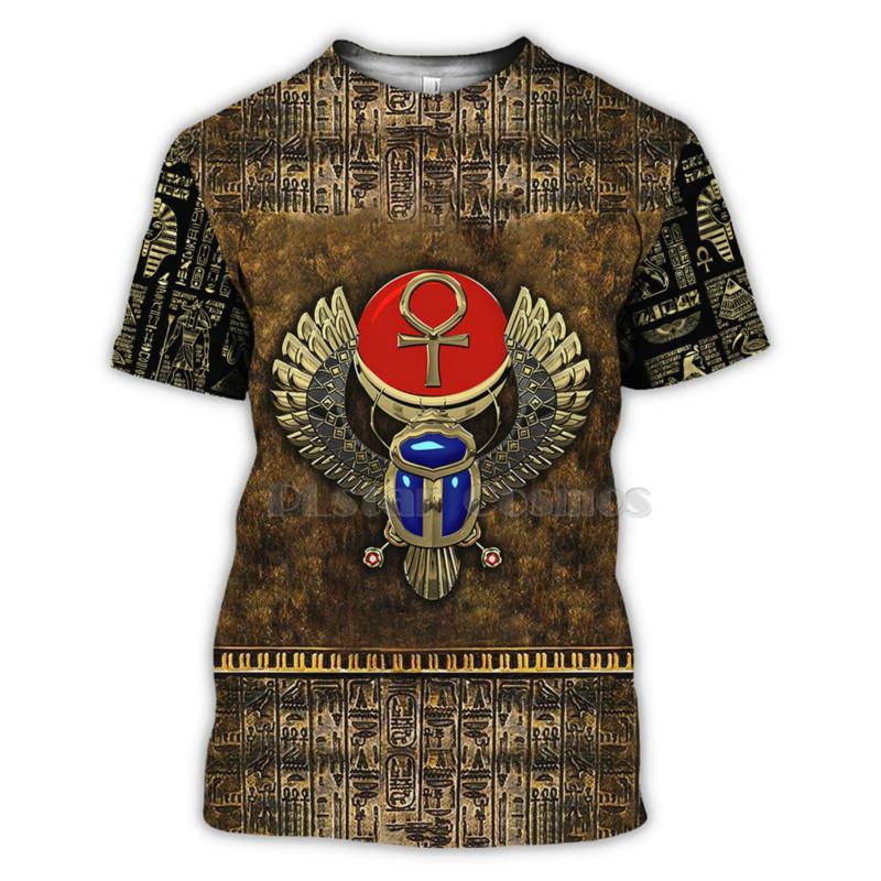 ETST 05 Hot Retro Egyptische Totem Print Zomer Heren Ronde Hals T-shirt Casual Korte Mouw Oversized Pullover Mode Trend Herenkleding 6XL