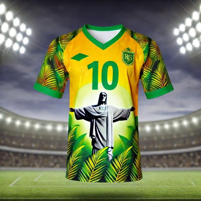 Laoxu 2024 Brazilië Special Edition Voetbalshirt Heren Zomer Outdoor Sportkleding Dames Heren Fans Tee Casual Ademend Sweatshirt XS blauw