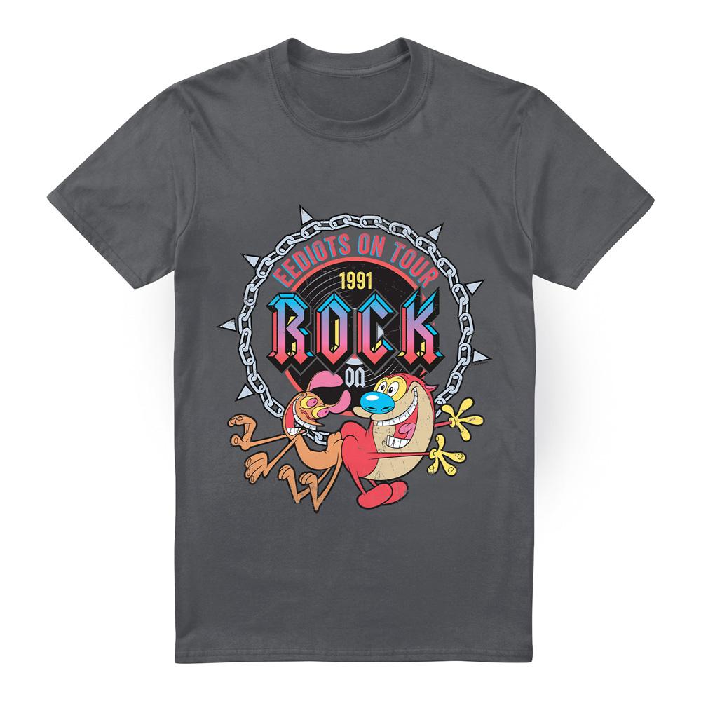 Pertemba FR - Apparel Ren & Stimpy Heren Eediots On Tour T-shirt M houtskool
