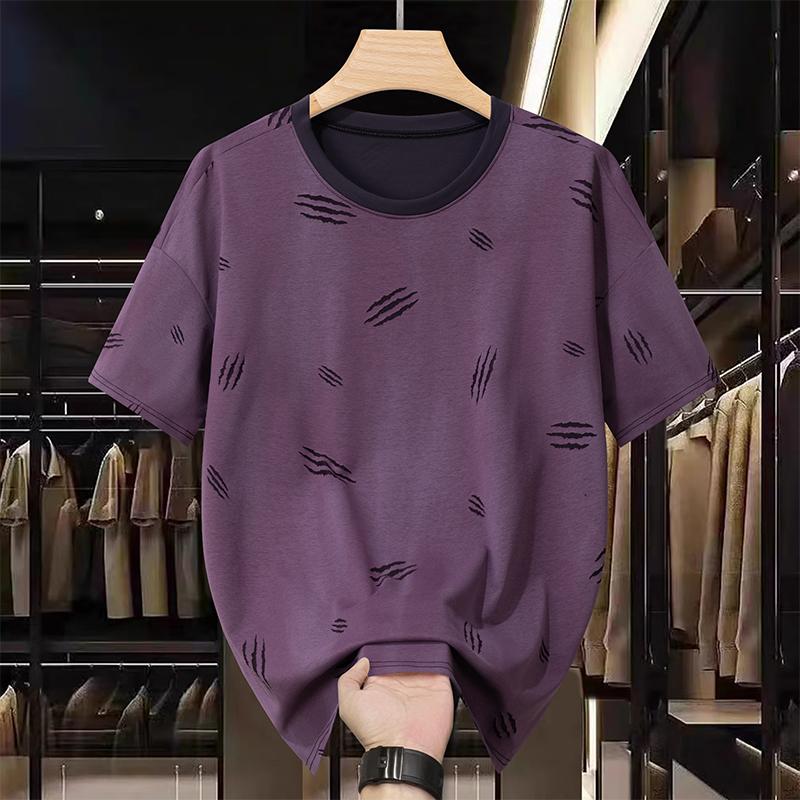 Smiao Plus Size 5XL-12XL Oversized T-shirt voor heren Zomertops Mode Korte Mouw T-shirt Zomer Herenkleding 10XL(140kg-150kg) paars