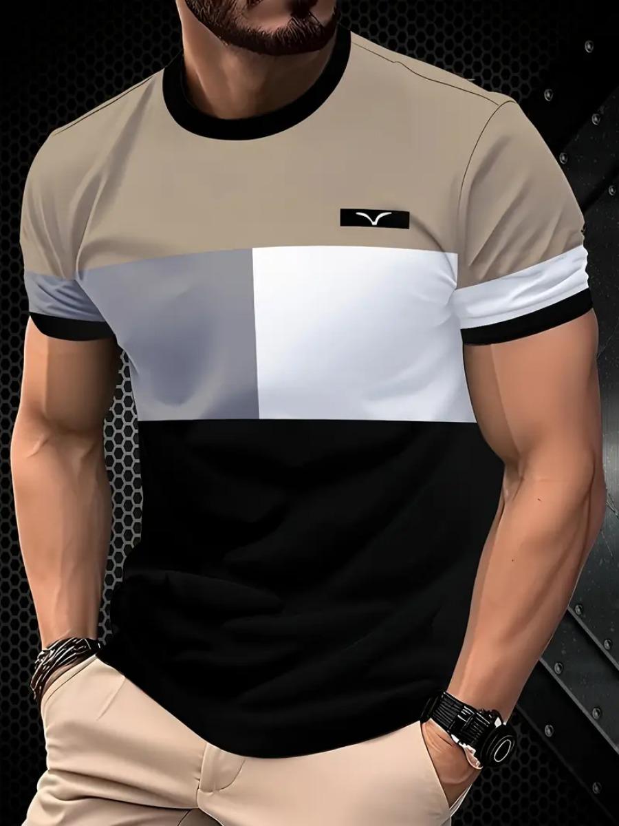 New trendy clothing Summer Classic 3D Printed Men's T-shirt Outdoor Round Neck Short Sleeve Top Stripe Print Street Loose T-Shirt Male Oversized Clothing L