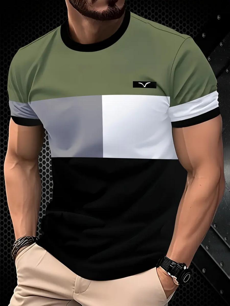 New trendy clothing Summer Classic 3D Printed Men's T-shirt Outdoor Round Neck Short Sleeve Top Stripe Print Street Loose T-Shirt Male Oversized Clothing XL
