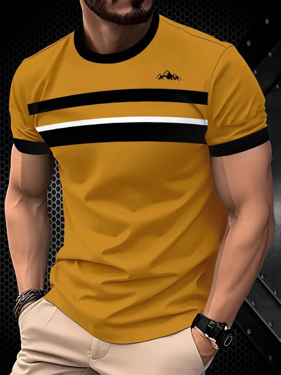 New trendy clothing Summer Classic 3D Printed Men's T-shirt Outdoor Round Neck Short Sleeve Top Stripe Print Street Loose T-Shirt Male Oversized Clothing 6XL