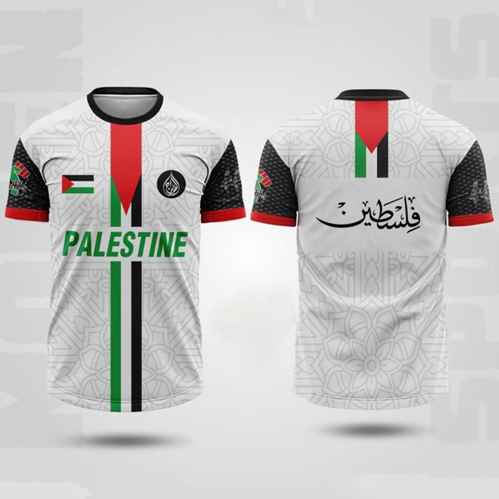 ETST 03 Palestina Voetbalshirt T-shirts Zomermode Korte Mouw Palestijnse Vlag 3D Print T-shirt Casual O-hals Losse Heren Tee Tops M