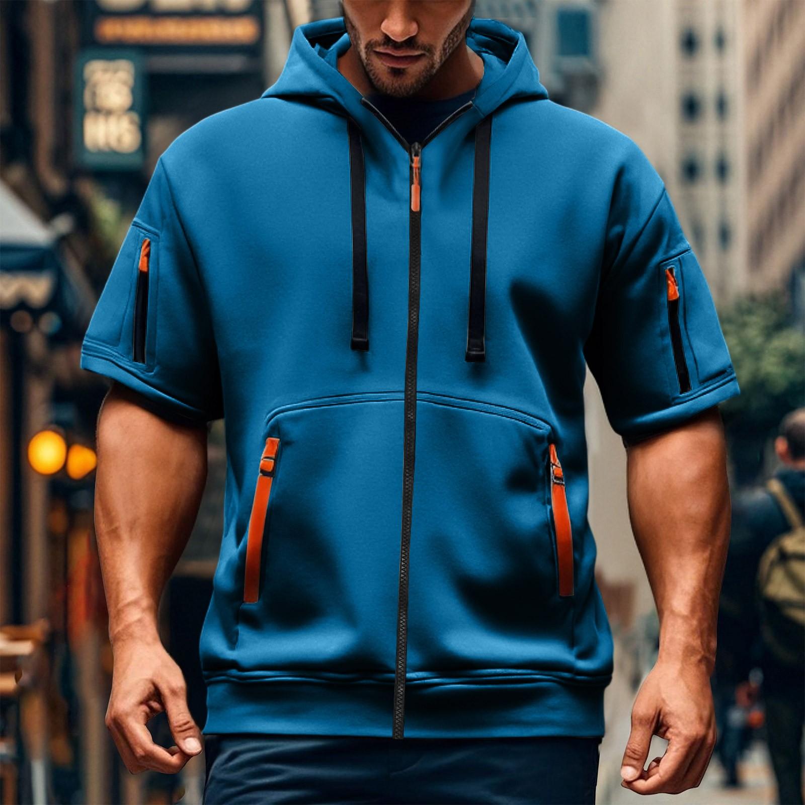 Long nose Men's short-sleeved casual hooded short-sleeved pullover M Vloot