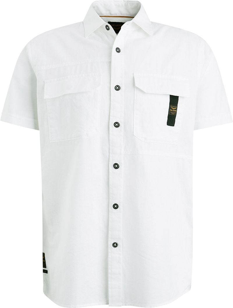 PME Legend Short Sleeve Overhemd Linnen Wit