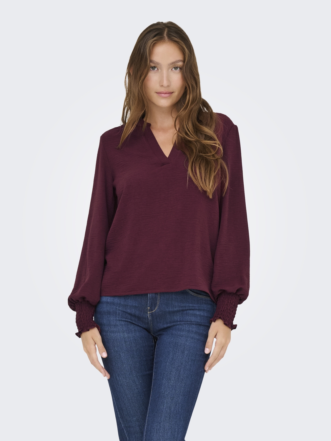 Only Shirt ONLMETTE V-NECK LS SMOCK TOP NOOS WVN