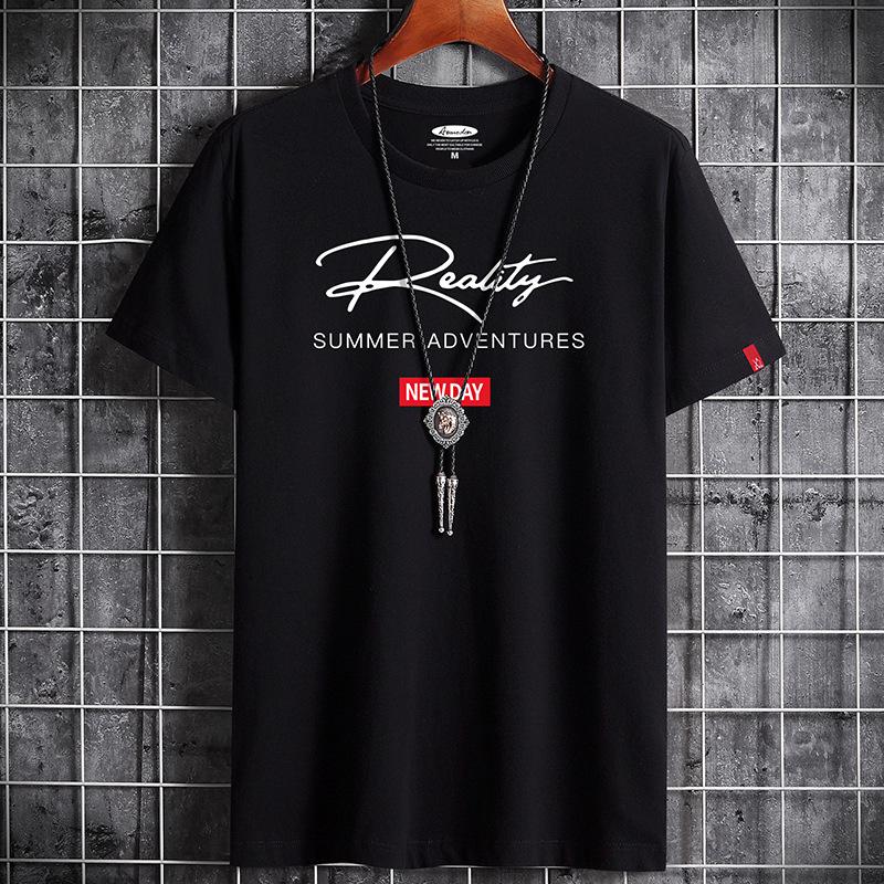 Bistrota S-6XL 5 kleuren Herenmode T-shirt Korte mouwen Casual T-shirt Los truishirt 6XL zwart