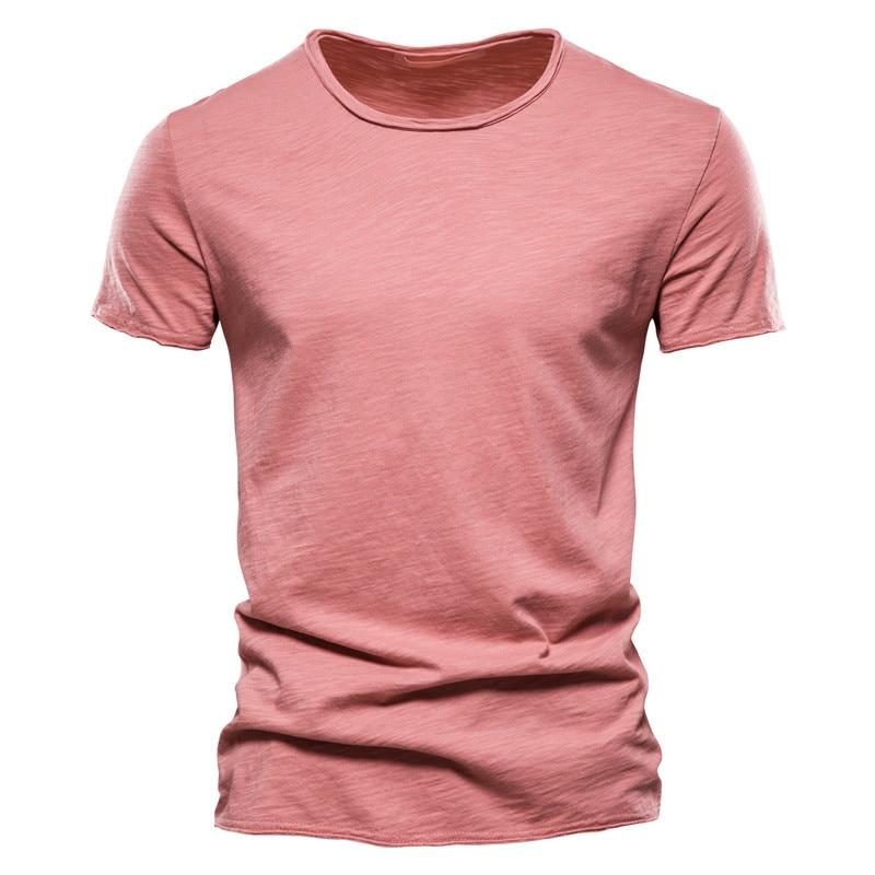 AIOPESON Men Fashion Usegiraffe Merk Kwaliteit Elasticiteit T-shirt Heren O-hals Slim Fit 100% Katoenen T-shirt Mode Korte Mouw T-shirt Heren Tops Casual T-shirt 2XL rood