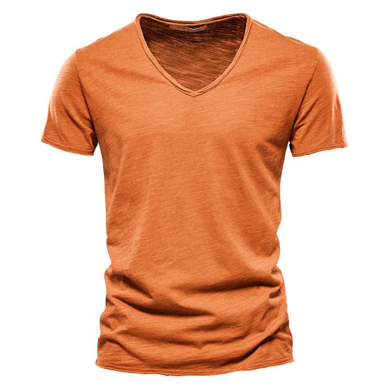 AIOPESON Men Fashion AIOPESON Zomer 100% Katoen Elasticiteit T-shirt Mannen Casual Zachte Fitness Shirt Mannen T-shirt Tops Tee Shirts V-hals Korte mouw T-shirt Mannen M