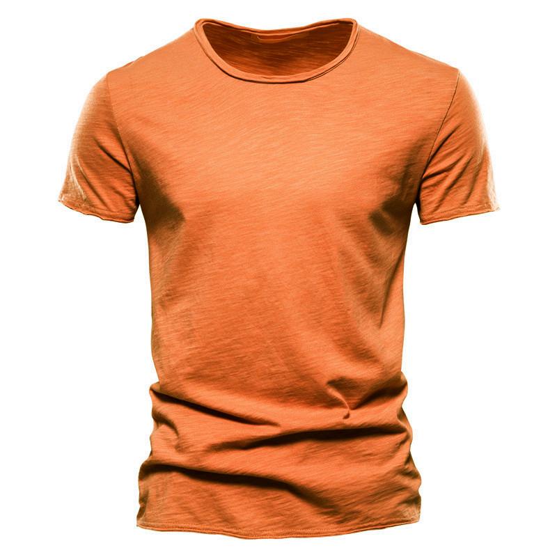 AIOPESON Men Fashion Usegiraffe Merk Kwaliteit Elasticiteit T-shirt Heren O-hals Slim Fit 100% Katoenen T-shirt Mode Korte Mouw T-shirt Heren Tops Casual T-shirt XL geel