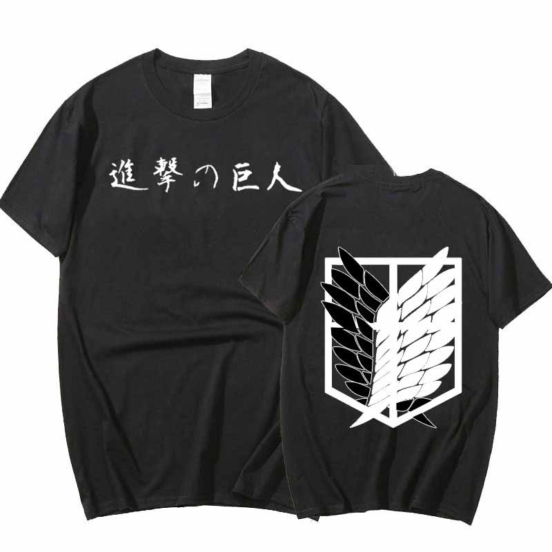 NEXT Urpretty7 Aanval op Titan Harajuku Cool T-shirts Japanse Anime Shingeki Geen Kyojin T-shirt Mannen T-shirt Manga Grafische T-shirt Top mannelijke M zwart