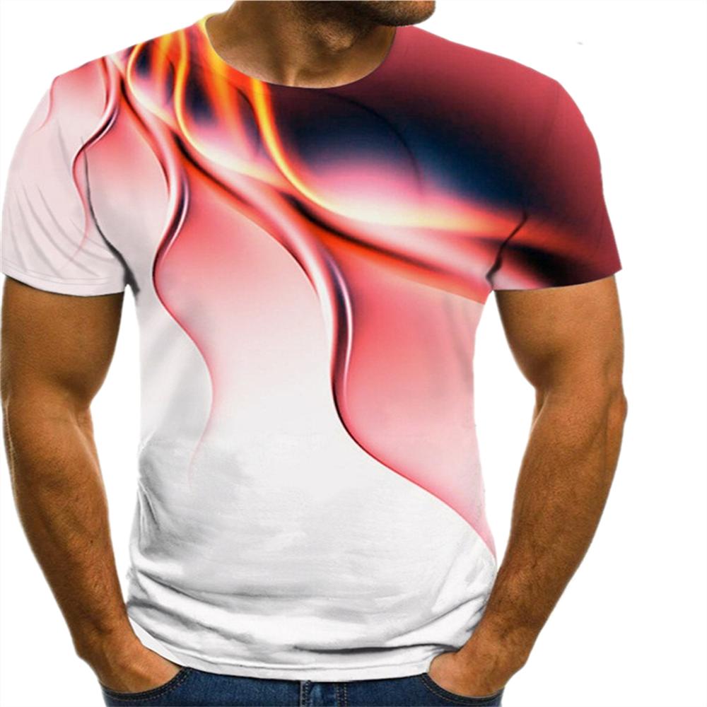 Chengyu Casual mode-print heren zomer T-shirt met ronde hals en korte mouwen blauw groen rood paars vlam tops 2XL
