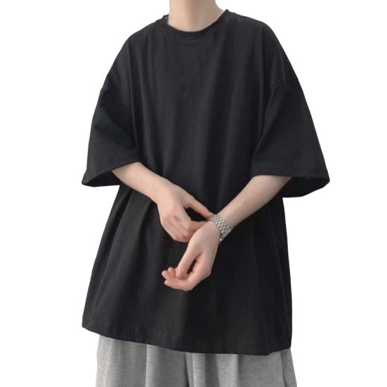 Tianshan Comfortabele trui Cool Soft Loose Fit zomer-T-shirts voor werkende mannen 4XL zwart