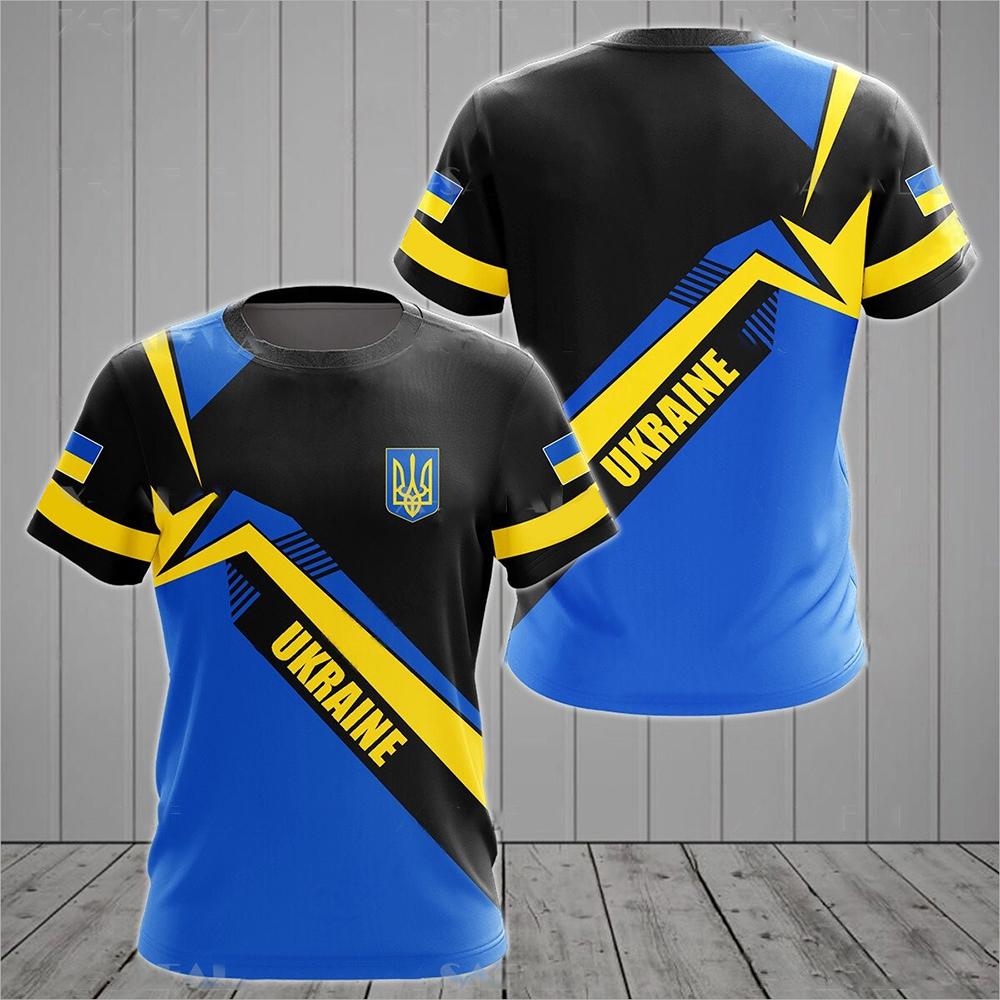 ETST WENDY Oekraïne Heren T-shirts Oekraïense Vlag Shirt 3D Bedrukt O-hals Oversized Korte Mouwen Jersey Mode Herenkleding Streetwear M