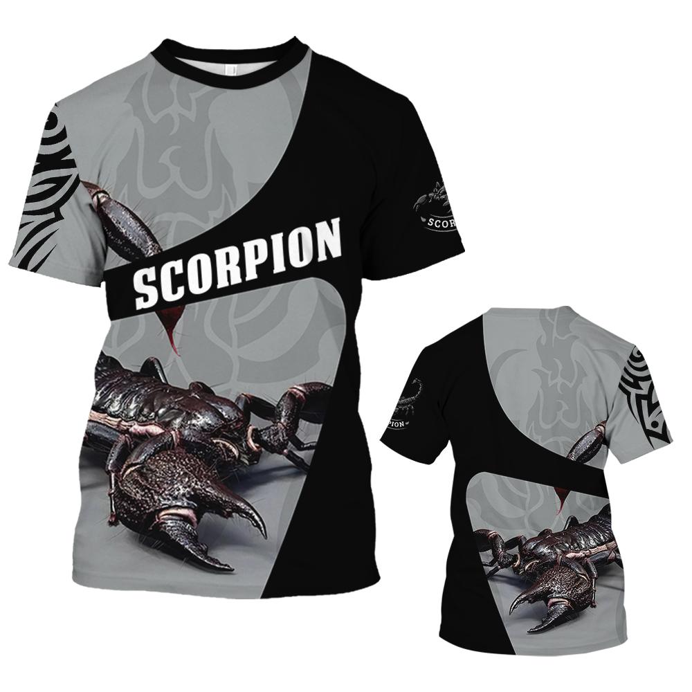 Kukebang Dier Mannen T-shirt Zomer Korte Mouw Schorpioen 3D Print Grappige T-shirts Fashion Casual Mannelijke Sportshirt Oversized Heren Kleding 2XL