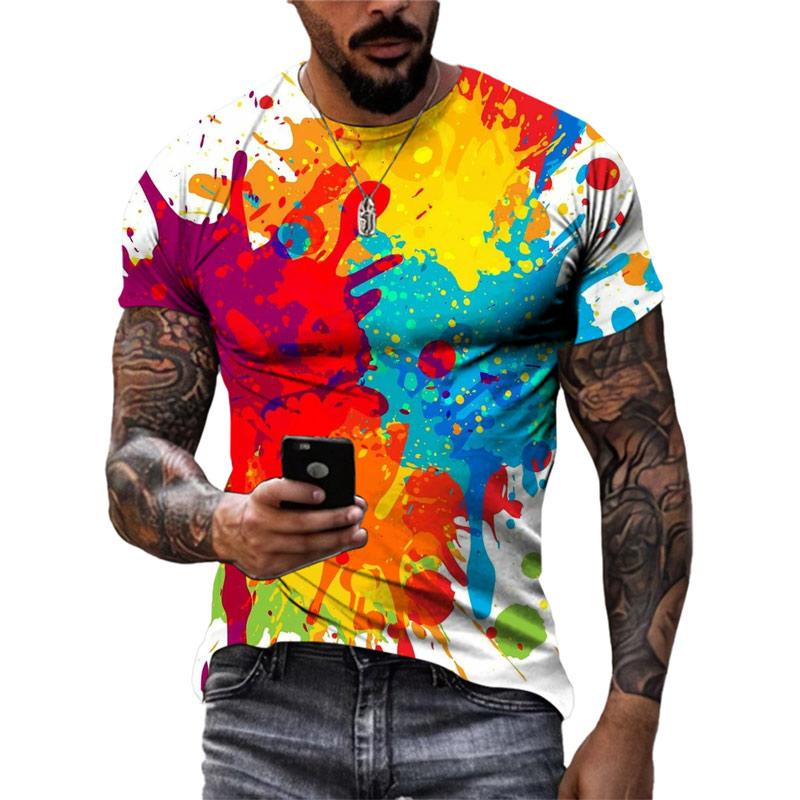 ETST WENDY 05 Zomer Nieuwe Mode Kleur Graffiti Mannen T-shirt 3D Trend Persoonlijkheid Hip Hop Harajuku Afdrukken Ronde Hals Korte Mouw Tees tops 4XL