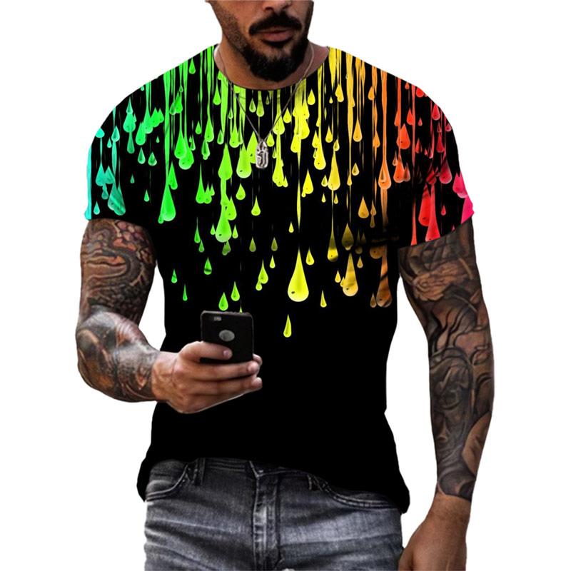 ETST WENDY 05 Zomer Nieuwe Mode Kleur Graffiti Mannen T-shirt 3D Trend Persoonlijkheid Hip Hop Harajuku Afdrukken Ronde Hals Korte Mouw Tees tops L
