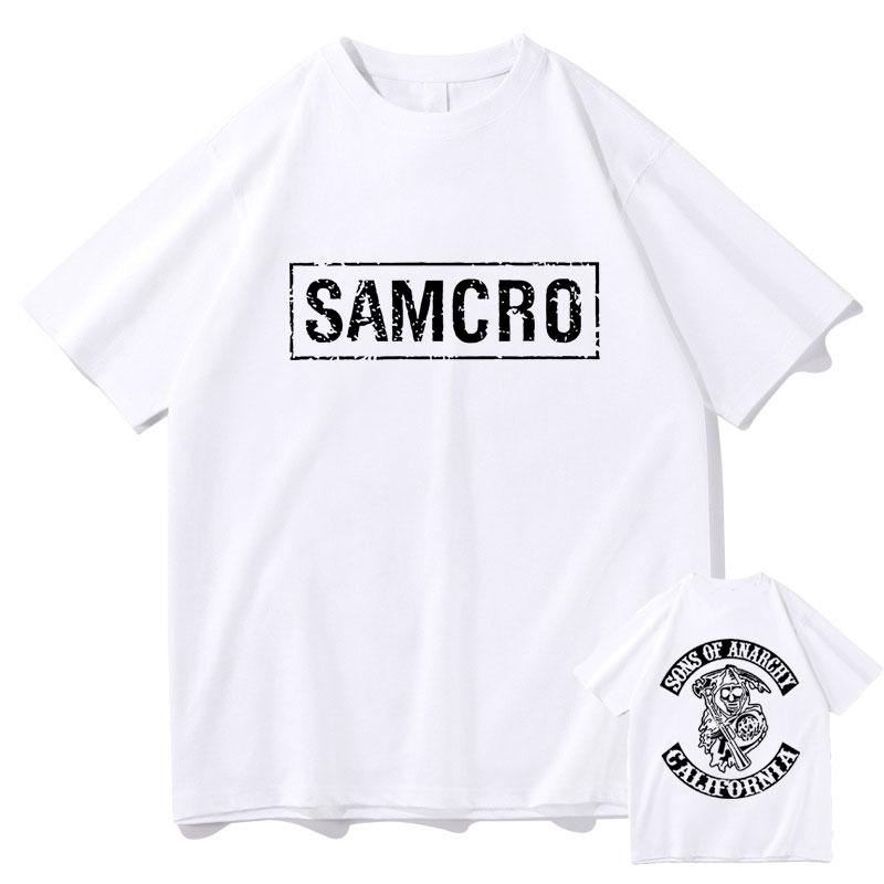 The second face a man Sons of Anarchy SAMCRO Dubbelzijdig Print T-shirt Mannen Womnen Mode Hip Hop Rock Tees Korte Mouw Zomer Katoenen T shirts Tops XL
