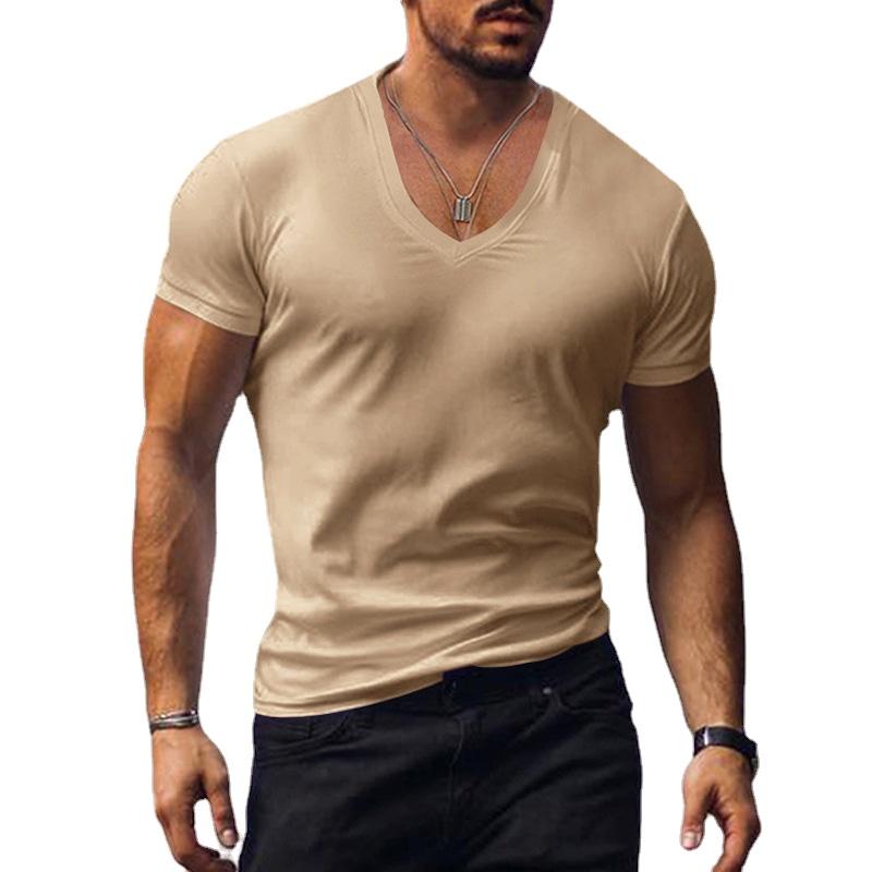 BOLIV MODA Heren T-shirt Wit Zwart Top Heren V-hals Effen Grote Maat Casual T-shirts met korte mouwen XL
