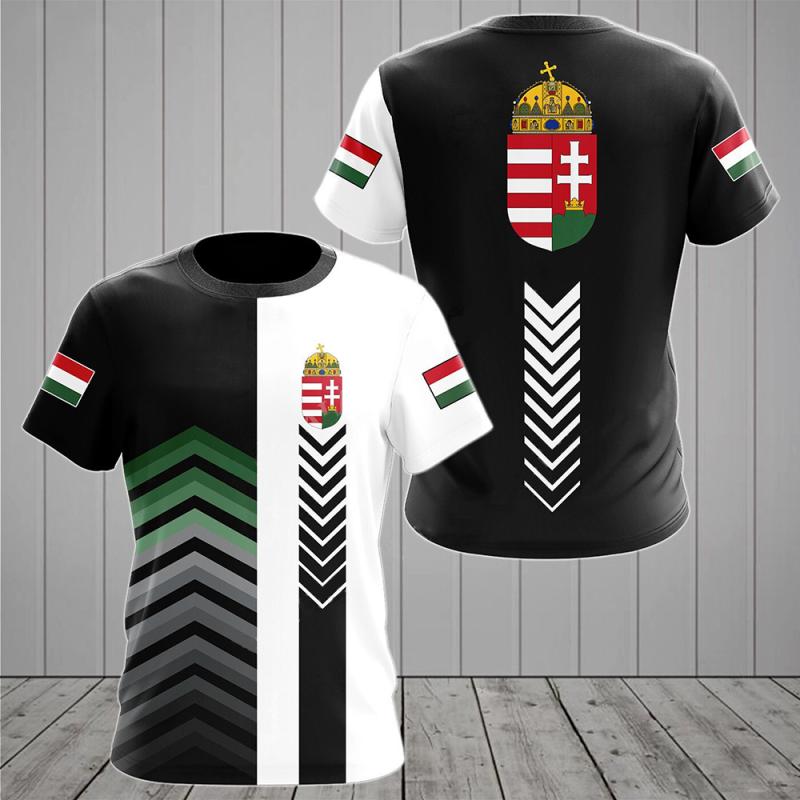 ETST 03 Hongarije Vlag Print Heren T-shirt Hoge Kwaliteit Korte Mouw Mode Ronde Hals Tops Straat Harajuku Tees Oversized Retro Kleding 2XL