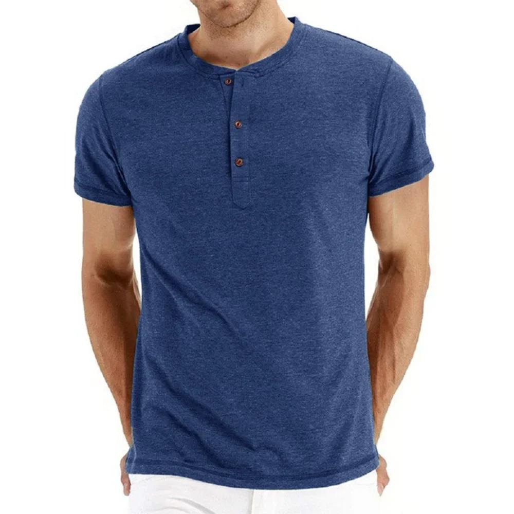 King Billion Nieuwe heren T-shirt Henry Neck Fashion Design Slim Fit Effen T-shirts Mannelijke Tops Tees T-shirt met korte mouwen voor heren L