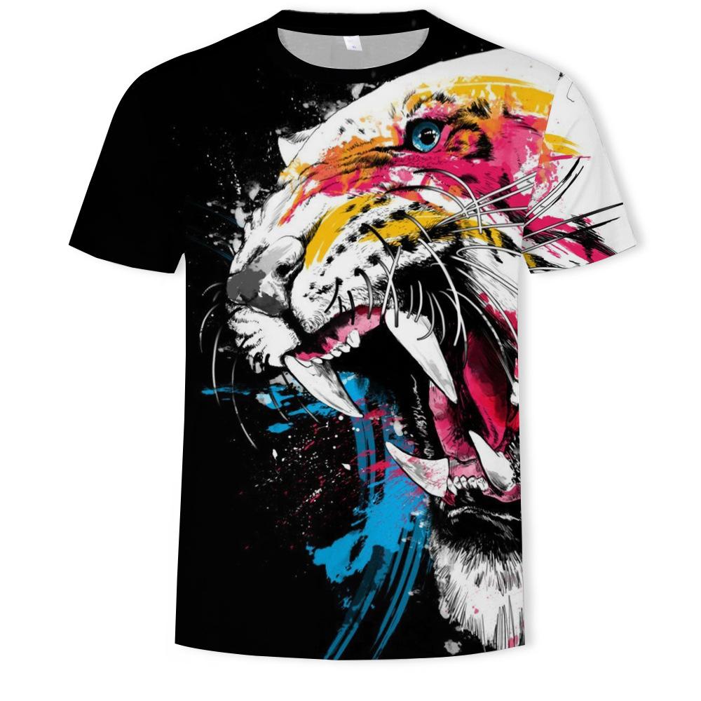 BOLIV MODA Trendy bedrukt heren T-shirt Lion Tiger 3D digitaal printen tee shirts streetwear heren zomer top met korte mouwen 6XL