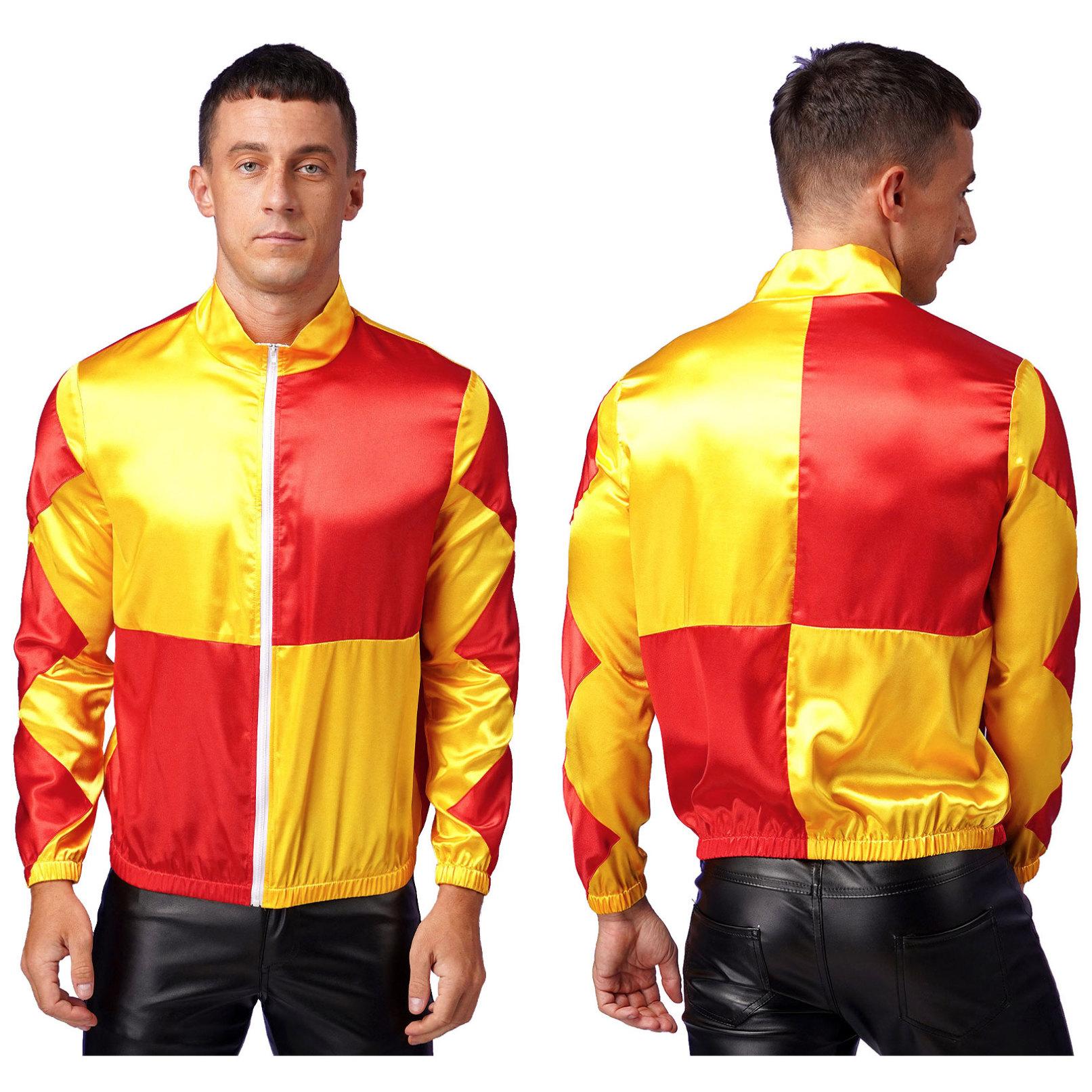 YOOJIA Paardenjockey-kostuum voor heren met kleurblokken, paardenrenner, race-bovenkleding, sport, toneelspeljas L