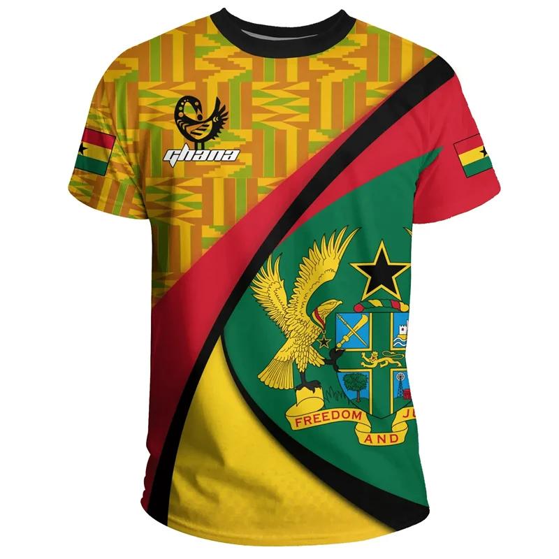Xin nan zhuang Zomer Nieuwe Tigre Afrikaanse Land Vlag Heren Print T-shirt Ghana Nationaal Embleem Grafisch Casual Oversized T-shirts Mannelijke T-shirts Tops XXL