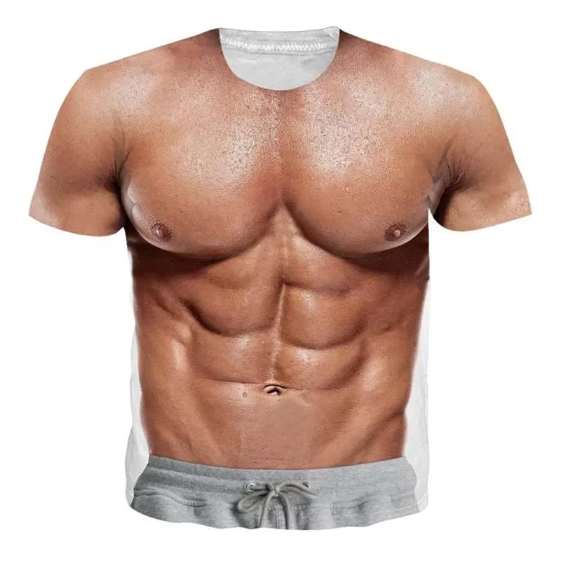 Chengyu Grappige 3D Print Spier Grafische Grappige T-shirt Voor Mannen Korte Mouw Oversized Hip Hop Tee Tops Unisex Nieuwigheid T-shirts streetwear L