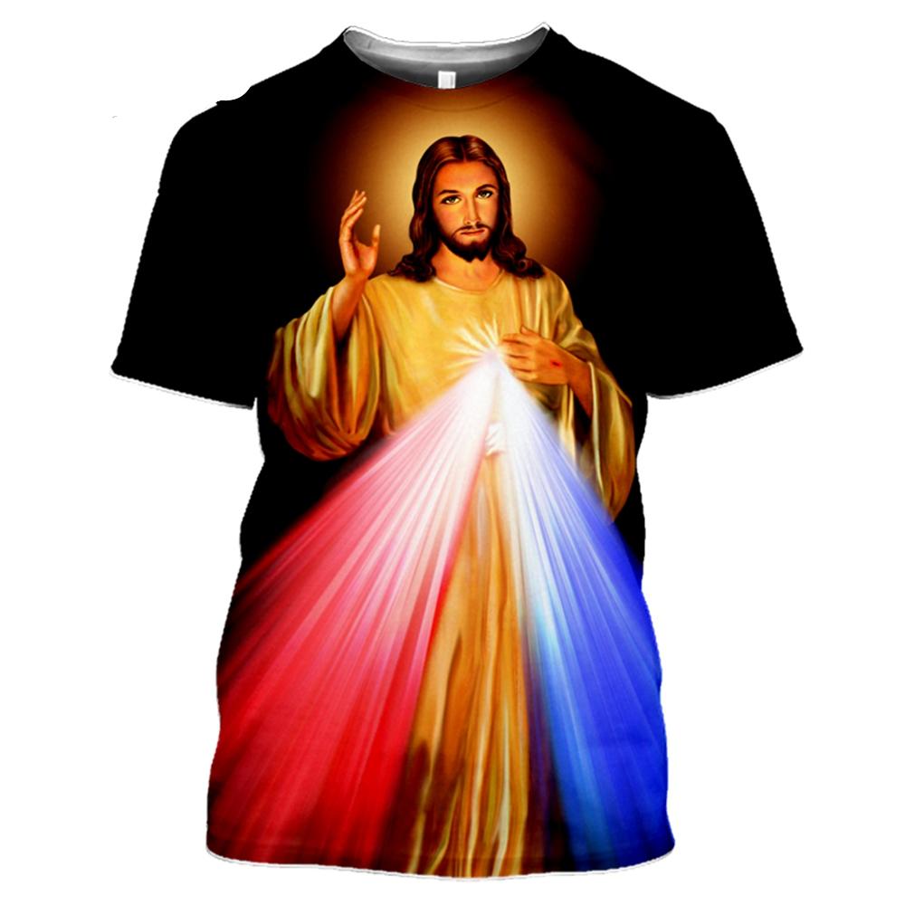 Subilier Anime God 3D Afdrukken T-shirt Jezus Casual Streetwear Mannen Harajuku Mode Camisetas Hombre O-hals Top Tees XL