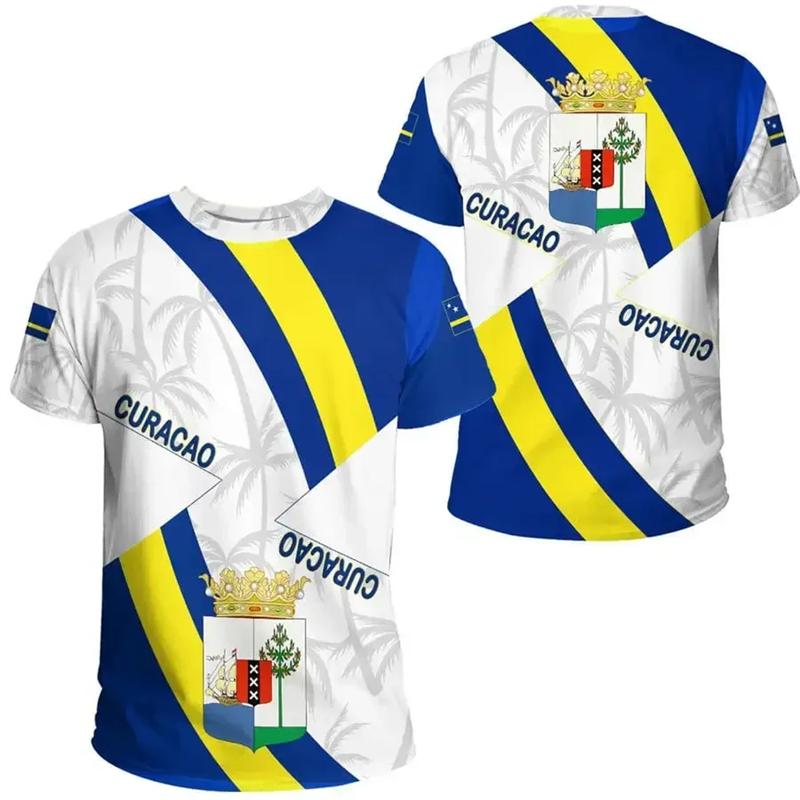 Laoxu Curacao Republic T-shirt Zomer Heren Curacao Vlag T-shirts 2024 Straat Sportkleding Heren Dames Gym Tops Korte Mouw T-shirts Kleding L